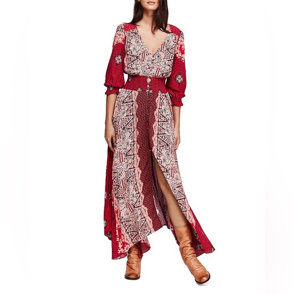 Free People Mexicali Rose Maxi Dress Indie Boho Cottage Festival Cowgirl Western - Picture 7 of 12
